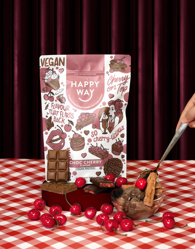 Happy Way - Choc Cherry Vegan Protein Powder 500g