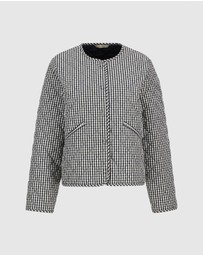 Barbour - Cashel Check Collarless Quilted Jacket