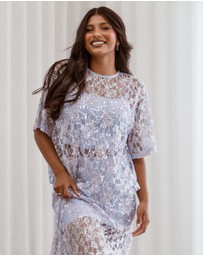 Petal & Pup - Yonder Sheer Lace Tee Top - Purple