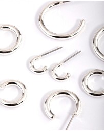Lovisa - Silver Basic Round Hoop Earrings 4-Pack
