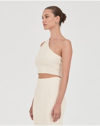 FRIEND of AUDREY - The Cotton Rib One-Shoulder Top