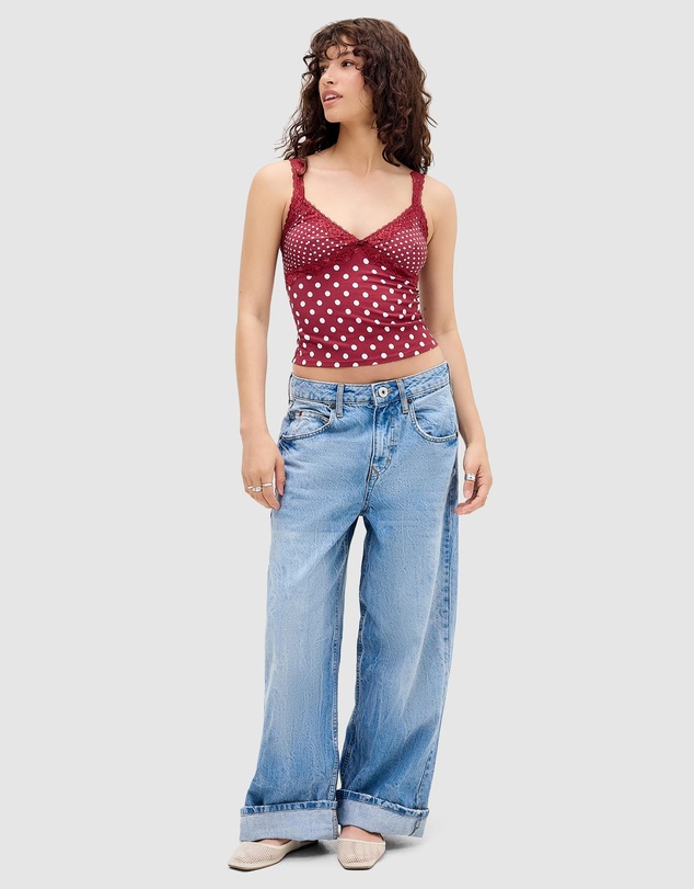 BDG By Urban Outfitters - Polka Dot Lace Trim Cami