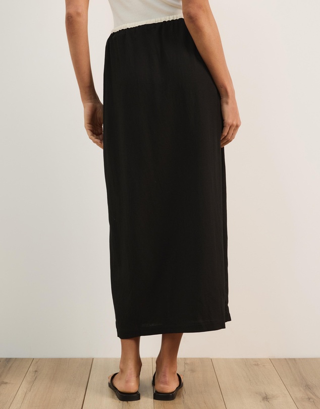 Atmos&Here - Jade Linen Blend Contrast Midi Skirt