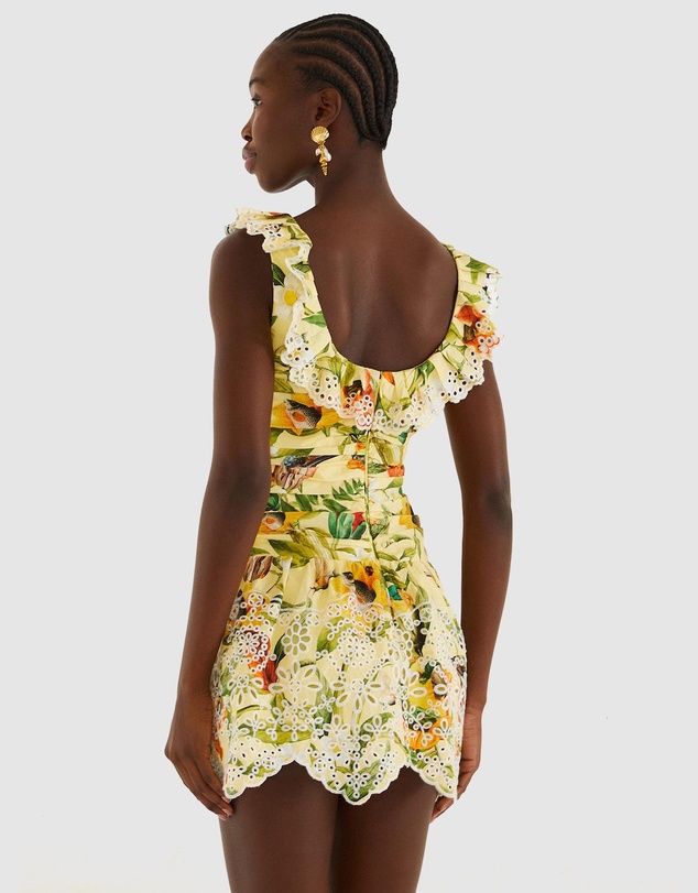 Farm Rio - Brasil Collage Soft Yellow Mini Dress