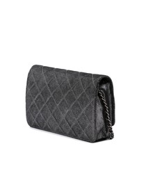 Pre-Loved by Azura Reborn - Pre-Loved Quilted Iridescent Lambskin Tartan Button Wallet On Chain