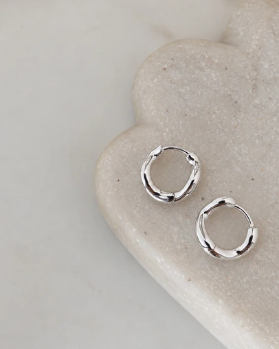Luna Rae - Sterling Silver - Small Waved Hoops