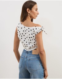 Atmos&Here - Astrid Asymmetric Polka Dot Top