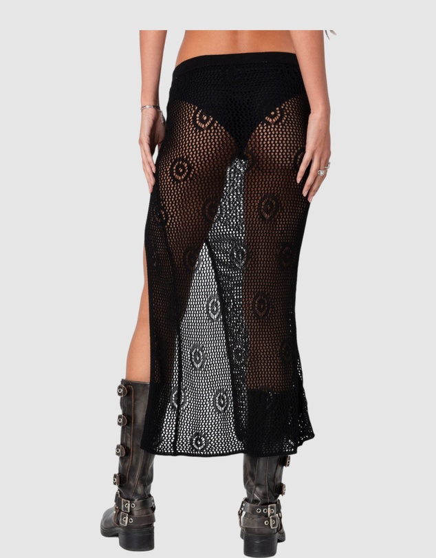 EDIKTED - Monica Crochet Slitted Midi Skirt