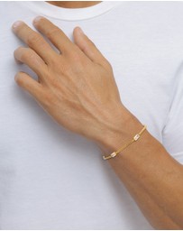 Kuzzoi - ICONIC EXCLUSIVE - Bracelet Male Rectangle Topaz White 925 Sterling Silver Gold Plated