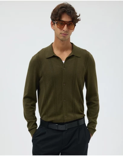 AERE - Silk Blend Textured Knit Shirt