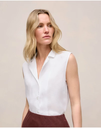 Trenery - Linen Sleeveless Shirt in White