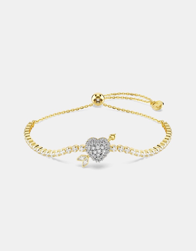 Swarovski - Idyllia Bracelet, Mixed Cuts, Heart With Arrow, White, 18K Gold Finish