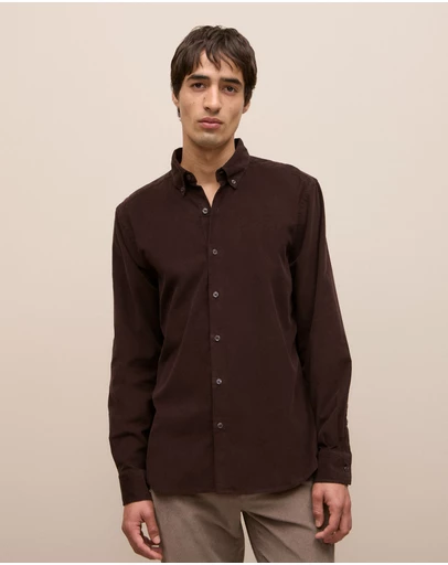 Trenery - Regular Fit Cord Shirt in Coffee Bean