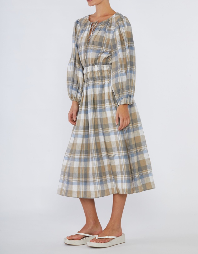 Amelius - Allegra Linen Plaid Dress
