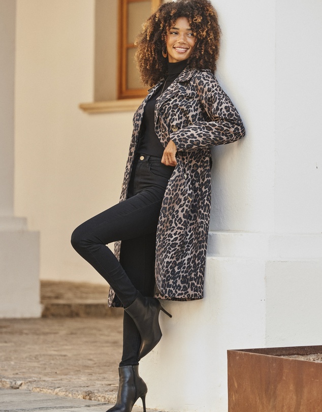 Sosandar - Leopard Print Trench Coat