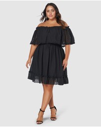 Pink Dusk by Curve Project - Sensual Off Shoulder Midi Dress