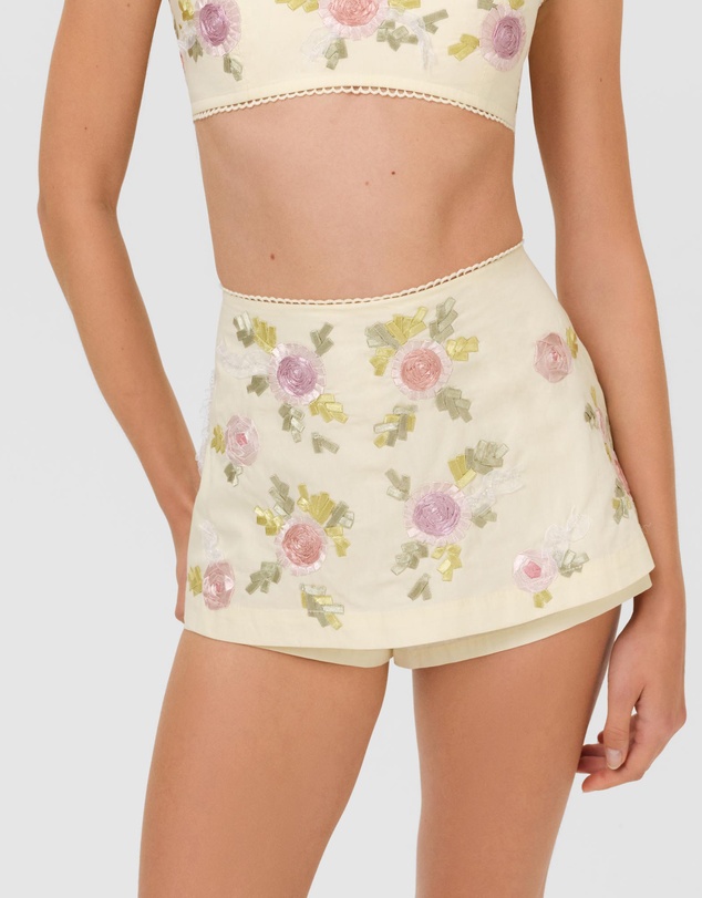 For Love & Lemons - Ribbon Flowers Skort