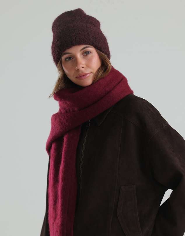 Morgan & Taylor - Freya Boucle Beanie in Burgundy Red