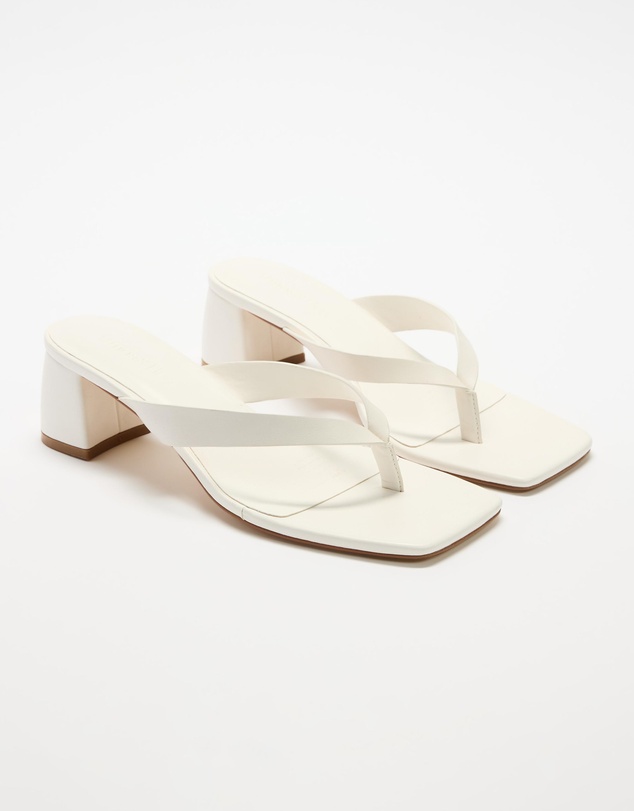 Atmos&Here - Gemma Block Leather Thong Heels