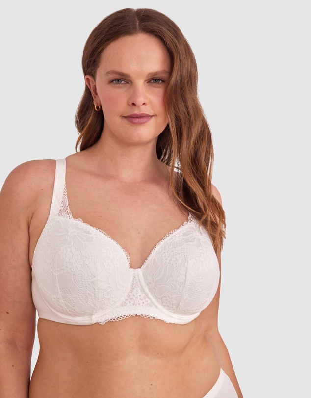 Bras N Things - Body Bliss Full Lace Curvy Balconette Bra - Ivory