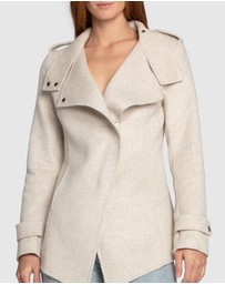 Belle & Bloom - Bad Girl Wool Blend Moto Coat - Oat Marle