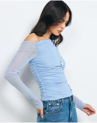 AERE - Chloe Off Shoulder Mesh Top