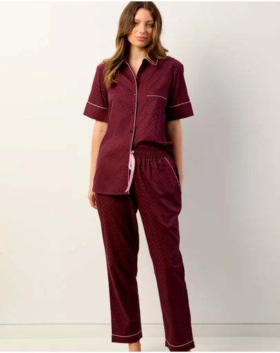 Wanderluxe Sleepwear - The Bordeaux Pyjama Set Short