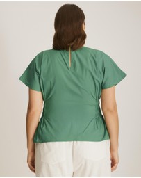 Atmos&Here Curvy - Solene V-Neck Flutter Sleeve Top