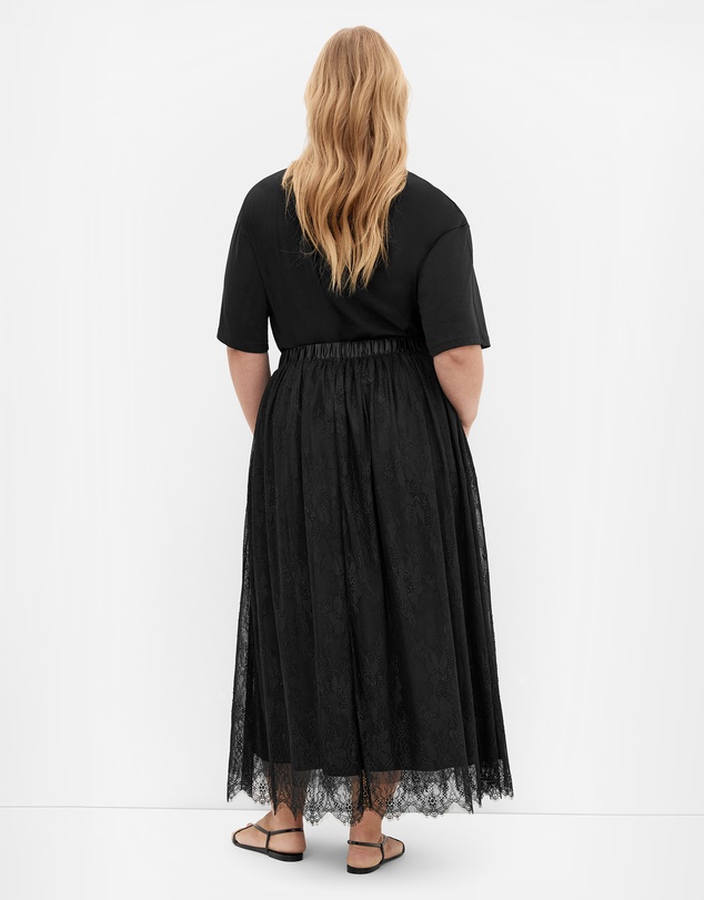 City Chic - Plus size Ivy Lace Mesh Skirt - black