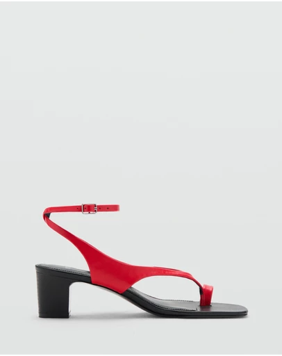 M.N.G - Heeled Leather Sandals with Straps