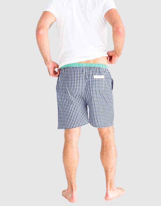 Sant And Abel - Men's Hepburn Gingham Navy Sleep Shorts