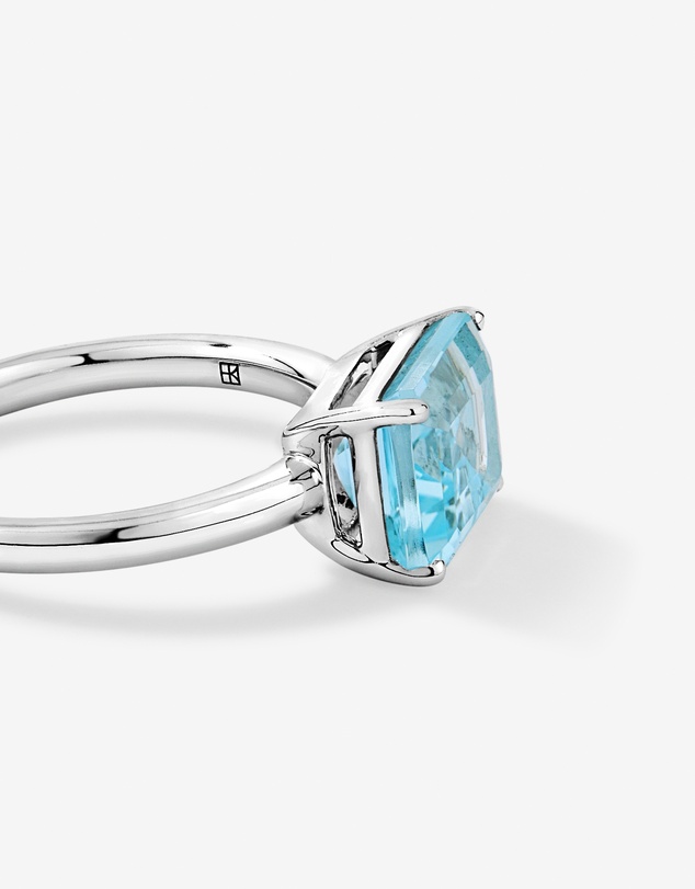 Michael Hill - Emerald Cut Sky Blue Topaz East-to-West Set Ring in Sterling Silver