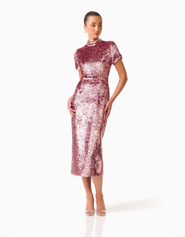 Elliatt - Alissa Cap Sleeve Midi Dress in Pink
