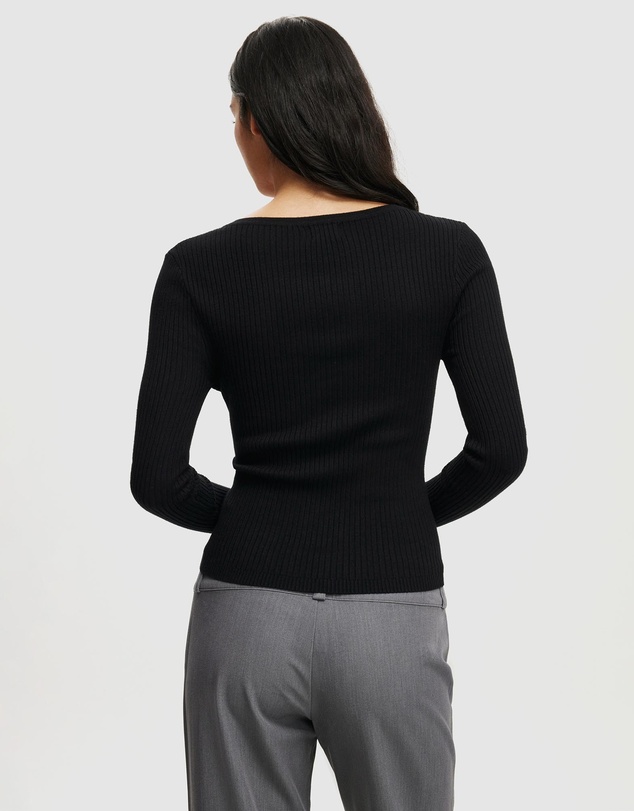 Cotton On - Rib Knit Henley Long Sleeve Top