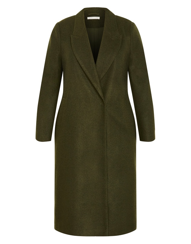 City Chic - Plus size Naomi Longline Coat - hunter green