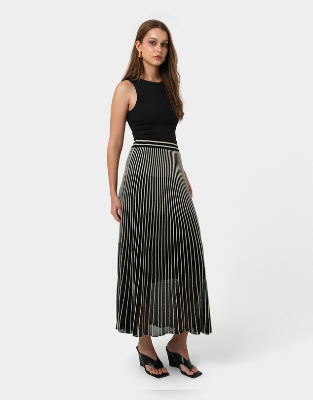 Forcast - Lucy Pleat Knit Midi Skirt