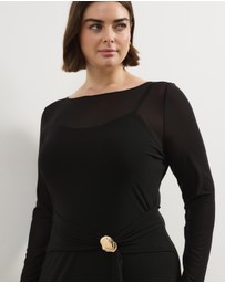 Atmos&Here Curvy - Dani Long Sleeve Mesh Midi Dress