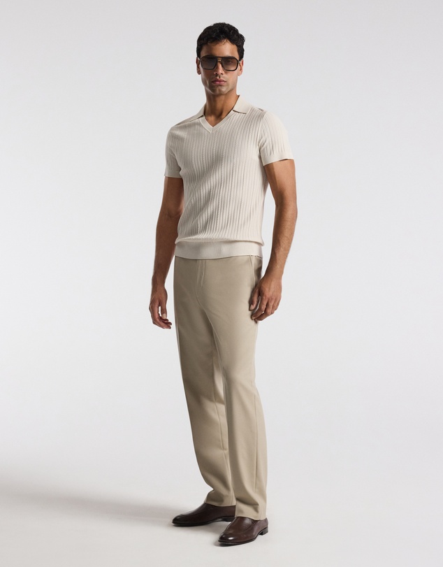Calibre - Collared Technical Knit Polo Parchment