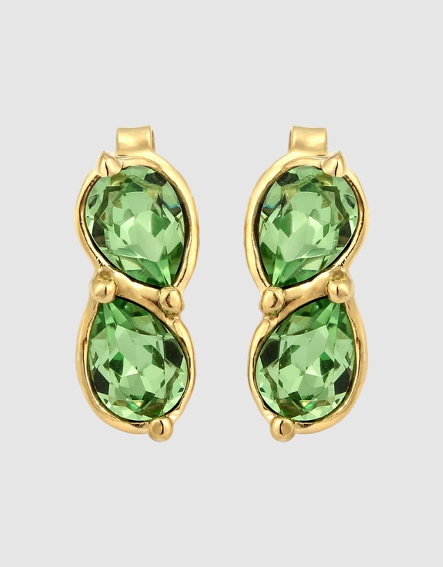 Elli Jewelry - Crystal Teardrop Stud Earrings in Gold-Plated 925 Silver