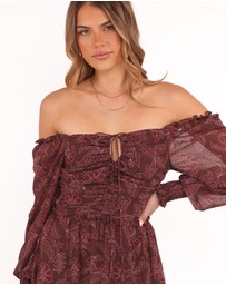 Petal & Pup - Keziah Long Sleeve Maxi Dress - Burgundy Paisley