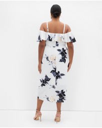 City Chic - Floral Drape Midi Dress