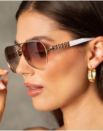 Mestige - Sunset Dreams Sunglasses embellished with crystals from Swarovski® - Gold and White