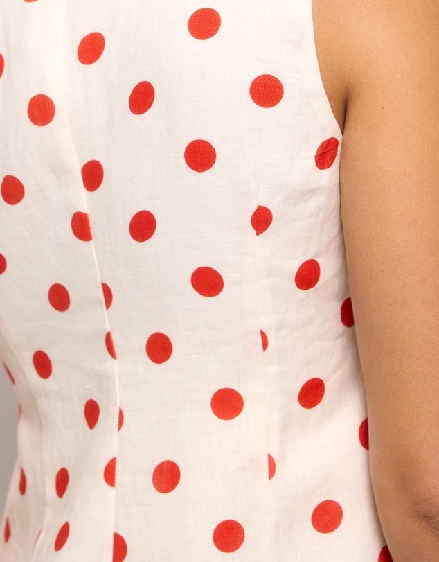 AERE - Ava Polka Dot Linen Mini Dress