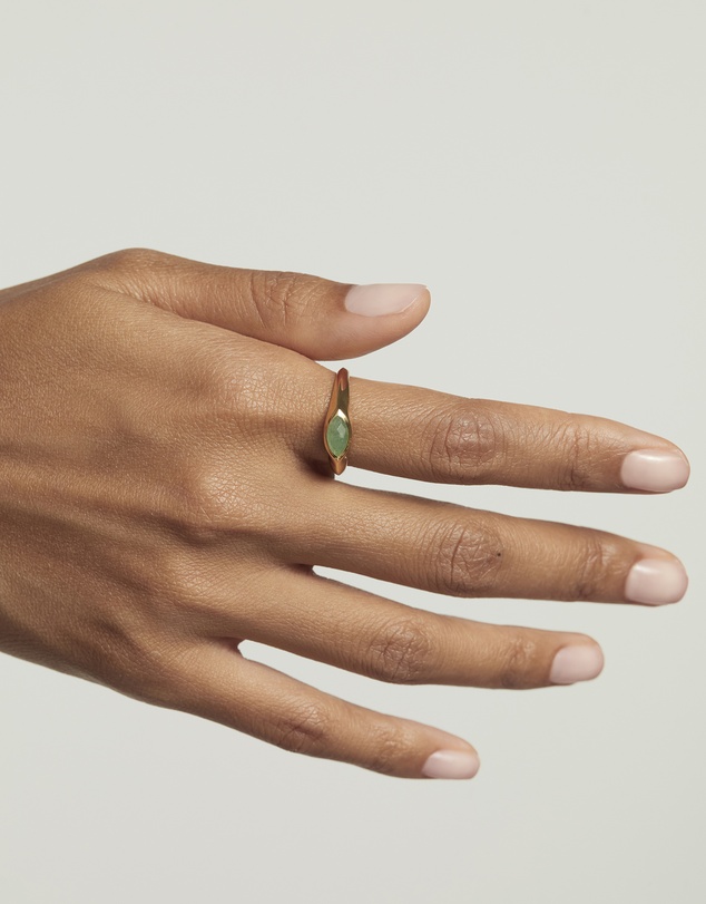 PDPAOLA - Green Aventurine Nomad Stamp Ring