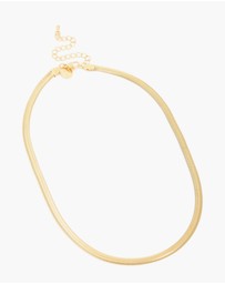 Lovisa - Waterproof Gold Plated Stainless Steel Flat Detail Chain Necklace