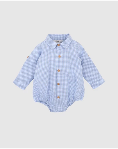 Bebe by Minihaha - Jake Check Shirt Bodysuit - Babies