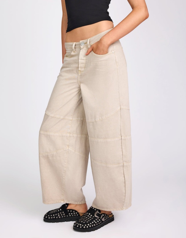 ONE TEASPOON - Barrel Mid Waist Wide Leg Denim Jeans - Stone