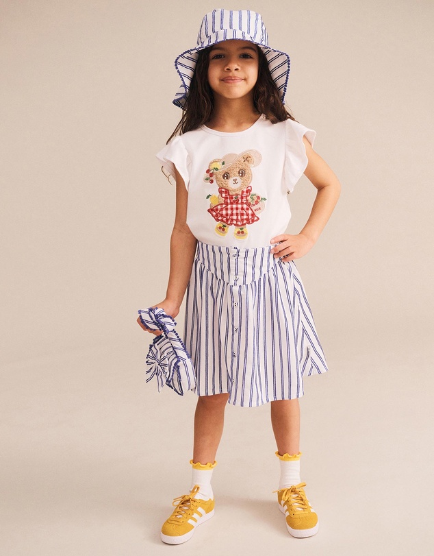 Huxbaby - Ocean Stripe Yoke Skirt - ICONIC EXCLUSIVE - Babies-Teens