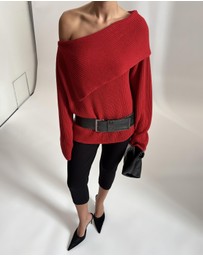 Minima Esenciales - Vireo Cotton Cashmere Blend Off Shoulder Knit Top