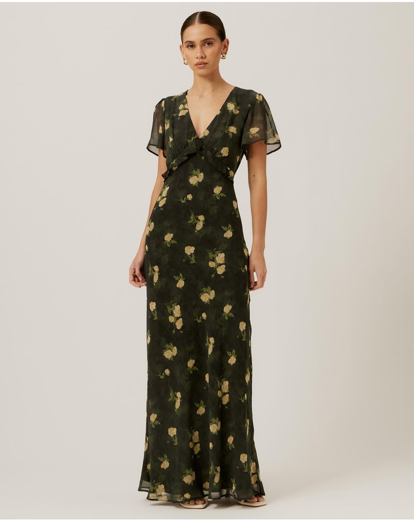 knee length dresses for ladies Floral Tiered Maxi Dress With Pockets – Lillie Kate Boutique